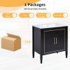 30 Inch Bathroom Vanity with Ceramic Basin, Soft Close Door, Built-in Hidden Drawer