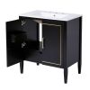 30 Inch Bathroom Vanity with Ceramic Basin, Soft Close Door, Built-in Hidden Drawer