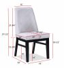 2pc Contemporary Upholstered Side Chair White Textured Fabric Upholstered High Back Cushioned Seat Wooden Dining Room Home Furniture Black Finish