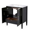 30 Inch Bathroom Vanity with Ceramic Basin, Soft Close Door, Built-in Hidden Drawer