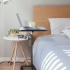 Multifunctional Adjustable Bedside Table MDF/Iron/4 Wheels With Brake, Silver Grey