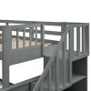 Stairway Twin-Over-Full Bunk Bed with Storage and Guard Rail for Bedroom, Gray color(OLD SKU :LP000019AAE)