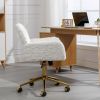 A&A Furniture Office Chair,Artificial rabbit hair Home Office Chair with Golden Metal Base,Adjustable Desk Chair Swivel Office Chair