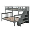 Stairway Twin-Over-Full Bunk Bed with Storage and Guard Rail for Bedroom, Gray color(OLD SKU :LP000019AAE)