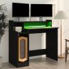 Desk with LED Lights Black 38.2"x17.7"x35.4" Engineered Wood