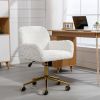 A&A Furniture Office Chair,Artificial rabbit hair Home Office Chair with Golden Metal Base,Adjustable Desk Chair Swivel Office Chair