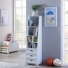 Kids Funnel White Bookcase Book Shelf Storage Unit with Book Display/Organizer Drawers - Classic White Color