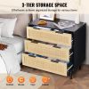 VEVOR 3 Drawer Rattan Dresser, Boho Dresser, Rattan Chest of Drawers with Spacious Storage, Natural Rattan Dresser for Bedroom, Living Room & Hallway