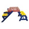 KID'S MULTI-FUNCTIONAL ARM CHAIR,TABLE+ 2 BENCHES (All-in-one)