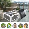 43"Upgrade waterproof tray, activity tray, wooden turtle house indoor small animal turtle cage outdoor wooden reptile cage