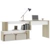 Corner Desk White and Sonoma Oak 78.7"x19.7"x29.9" Engineered Wood