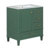 30" Bathroom Vanity in Green, Modern Bathroom Cabinet with Sink Combo Set, Bathroom Storage Cabinet with a Soft Closing Door and 3 Drawers