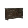 Formal Traditional Dresser of 9 Drawers Dark Cherry Finish with Gold Tipping Storage Cabinet Adjustable Shelf Luxury Home Furniture 1pc European Style