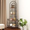 4-Tier Corner Bookshelf, Modern Style, Plant Stand with Metal Frame