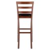 Simone Cushion Ladder-back Seat Bar Stools; 2-Pc Set; Black & Walnut