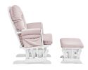 Mason Glider and Ottoman White Wood and Pink Fabric