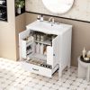 30" Bathroom Vanity with Sink Vintage Style, Multi-functional Storage Space, Door Shelf, Soft-closing Door, White