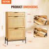 VEVOR Rattan Shoe Cabinet, Narrow Shoe Storage Organizer with 2 Flip Rattan Drawers & 1 Slide Drawer, Metal Legs