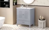 30" Bathroom Vanity with Sink Vintage Style, Multi-functional Storage Space, Door Shelf, Soft-closing Door, Grey