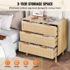 VEVOR 3 Drawer Rattan Dresser, Boho Dresser, Rattan Chest of Drawers with Spacious Storage, Natural Rattan Dresser for Bedroom, Living Room