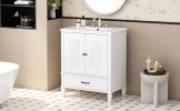 30" Bathroom Vanity with Sink Vintage Style, Multi-functional Storage Space, Door Shelf, Soft-closing Door, White