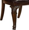 Traditional Intricate Back Design Set of 2 Side Chairs Brown Cherry Solid wood Chair Padded Leatherette Seat Kitchen Dining Room Furniture