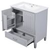 30" Bathroom Vanity with Sink Vintage Style, Multi-functional Storage Space, Door Shelf, Soft-closing Door, Grey