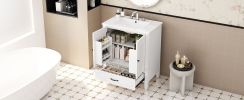 30" Bathroom Vanity with Sink Vintage Style, Multi-functional Storage Space, Door Shelf, Soft-closing Door, White