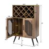 2-Door Farmhouse Kitchen Storage Bar Cabinet with Wine Rack and Glass Holder