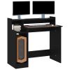 Desk with LED Lights Black 38.2"x17.7"x35.4" Engineered Wood