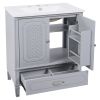 30" Bathroom Vanity with Sink Vintage Style, Multi-functional Storage Space, Door Shelf, Soft-closing Door, Grey