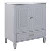 30" Bathroom Vanity with Sink Vintage Style, Multi-functional Storage Space, Door Shelf, Soft-closing Door, Grey