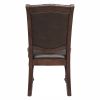 Traditional Dining Wooden Side Chairs Set of 2 Brown Cherry Finish Faux Leather Upholstery Home Furniture