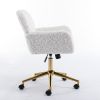 A&A Furniture Office Chair,Artificial rabbit hair Home Office Chair with Golden Metal Base,Adjustable Desk Chair Swivel Office Chair