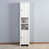 Bathroom Floor Storage Cabinet with 2 Doors Living Room Wooden Cabinet with 6 Shelves 15.75 x 11.81 x 66.93 inch