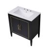 30 Inch Bathroom Vanity with Ceramic Basin, Soft Close Door, Built-in Hidden Drawer