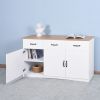 White Buffet Cabinet with Storage;  Kitchen Sideboard with 3 Doors and 3 Drawers;  Coffee Bar Cabinet;  Storage Cabinet Console Table for Living Room