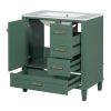 30" Bathroom Vanity in Green, Modern Bathroom Cabinet with Sink Combo Set, Bathroom Storage Cabinet with a Soft Closing Door and 3 Drawers