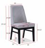 2pc Contemporary Upholstered Side Chair Light Gray Textured Fabric Upholstered High Back Cushioned Seat Wooden Dining Room Home Furniture Black Finish