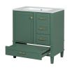 30" Bathroom Vanity in Green, Modern Bathroom Cabinet with Sink Combo Set, Bathroom Storage Cabinet with a Soft Closing Door and 3 Drawers