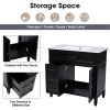 36" Bathroom Vanity with Sink, Black Bathroom Cabinet with Drawers, Solid Frame and MDF Board, One Package