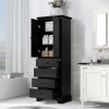 Storage Cabinet with 2 Doors and 4 Drawers for Bathroom, Office, Adjustable Shelf, MDF Board with Painted Finish