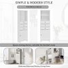 White Tall Storage Cabinet with 3 Drawers and Adjustable Shelves for Bathroom, Study, Office and Interior, MDF Board with Painted Finish