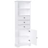 White Tall Storage Cabinet with 3 Drawers and Adjustable Shelves for Bathroom, Study, Office and Interior, MDF Board with Painted Finish