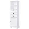 White Tall Storage Cabinet with 3 Drawers and Adjustable Shelves for Bathroom, Study, Office and Interior, MDF Board with Painted Finish