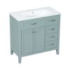 36' Bathroom Vanity with Sink Combo;  White Bathroom Cabinet with Drawers;  Solid Frame and MDF Board