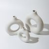 1pc; White Ceramic Vase White Vases For Decor; Modern Home Decor Vase; Boho Vases For Decor; Circle Vase; Round Vase; Donut Vase; Decorative Vase