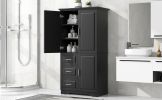 Tall and Wide Storage Cabinet with Doors for Bathroom/Office, Three Drawers