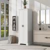 Storage Cabinet with Two Doors for Bathroom, Office, Adjustable Shelf, MDF Board