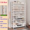 11-layer door shoe cabinet, home space-saving, large-capacity, multi-layer shoe rack, dust-proof, rounded corner, anti-collision design storage rack